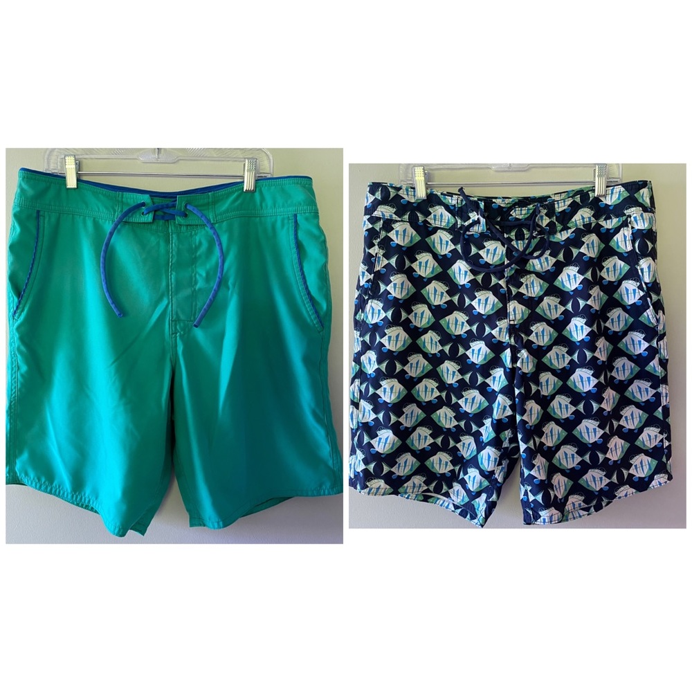 Set of 2 Bonobos Men’s Swim Trunks Blue Green 36